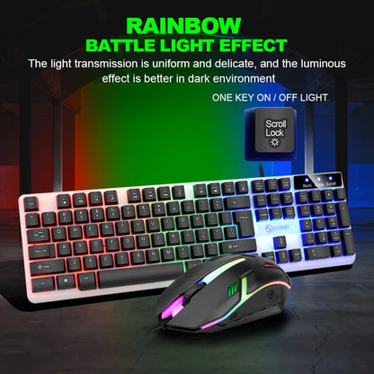 GTX350 Glow Keyboard and Mouse Kit USB Wired 104 Keys Cap Cover