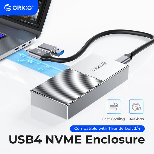 ORICO USB4 NVMe SSD Enclosure 40Gbps PCIe3.0x4 Aluminum M.2 SSD Case