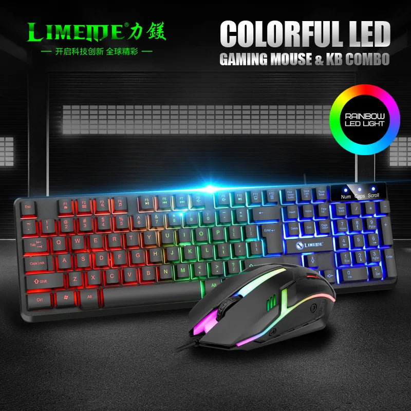 GTX350 Glow Keyboard and Mouse Kit USB Wired 104 Keys Cap Cover
