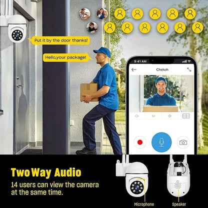 Wireless WiFi Security Camera,1080P,Color Night Vision,2-Way Audio,360 Pan/Tilt/Zoom, Motion Tracking
