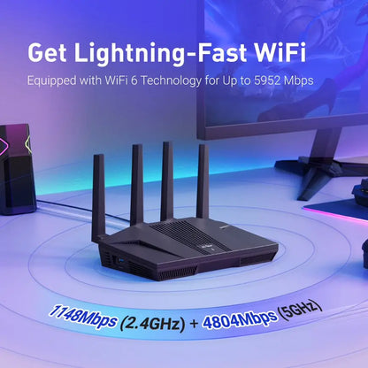 GL.iNet Flint 2 (GL-MT6000) home and office router, 8-Stream Wi-Fi 6 technology