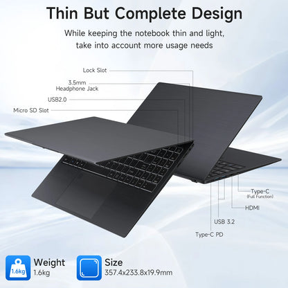 15.6 Inch Business Laptop Notebook PC CPU N5095 16GB RAM 512GB